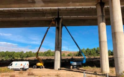 Sustitución de aparatos de apoyo en viaductos de la R-4 en Madrid